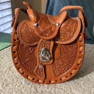Handcrafted Brown Leather Saddle Bag